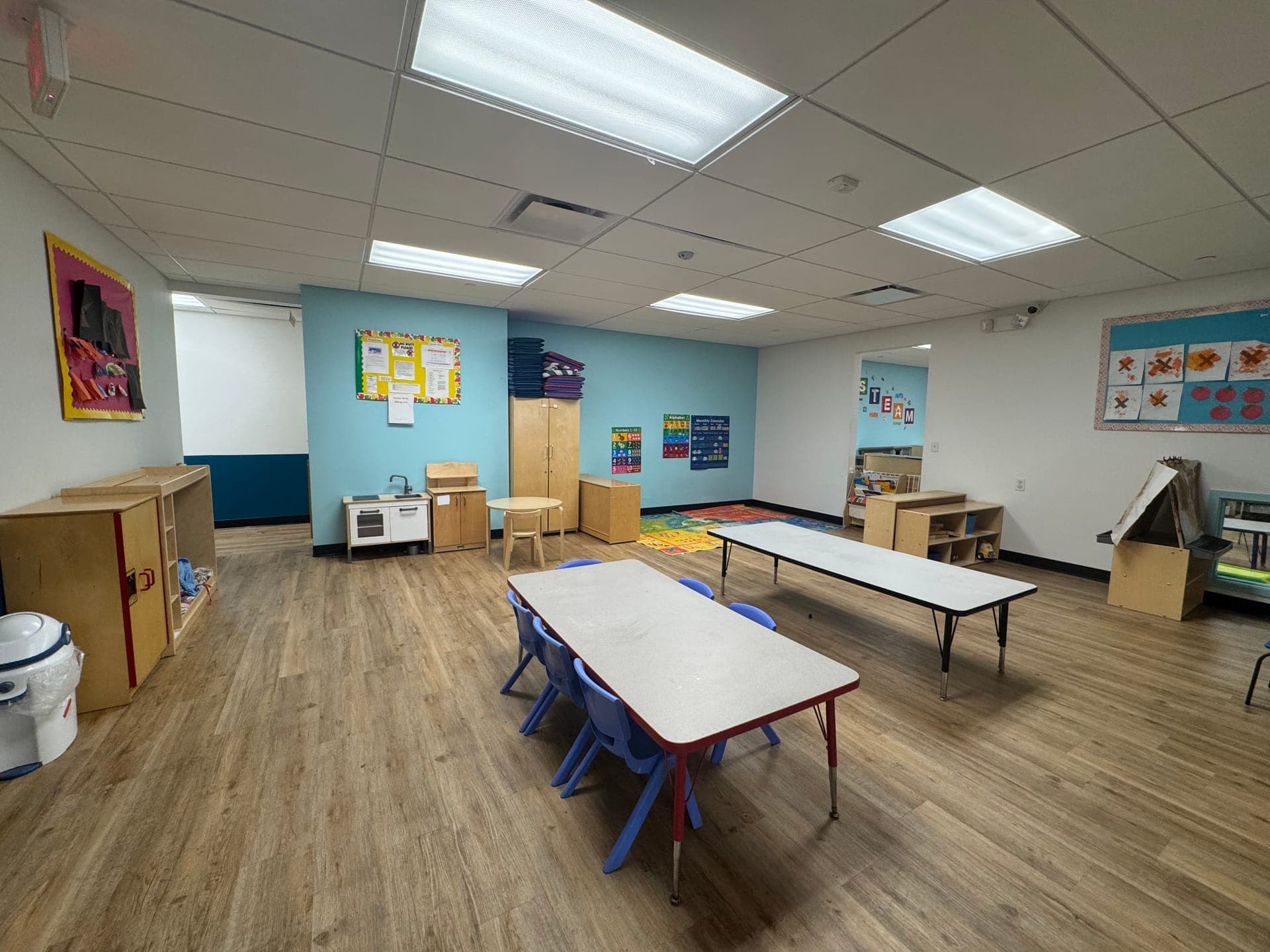 A bright preschool classroom at Mountainside Children's Center